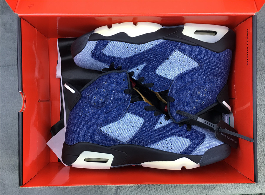 New Men Air Jordan 6 Washed Denim Blue Shoes - Click Image to Close